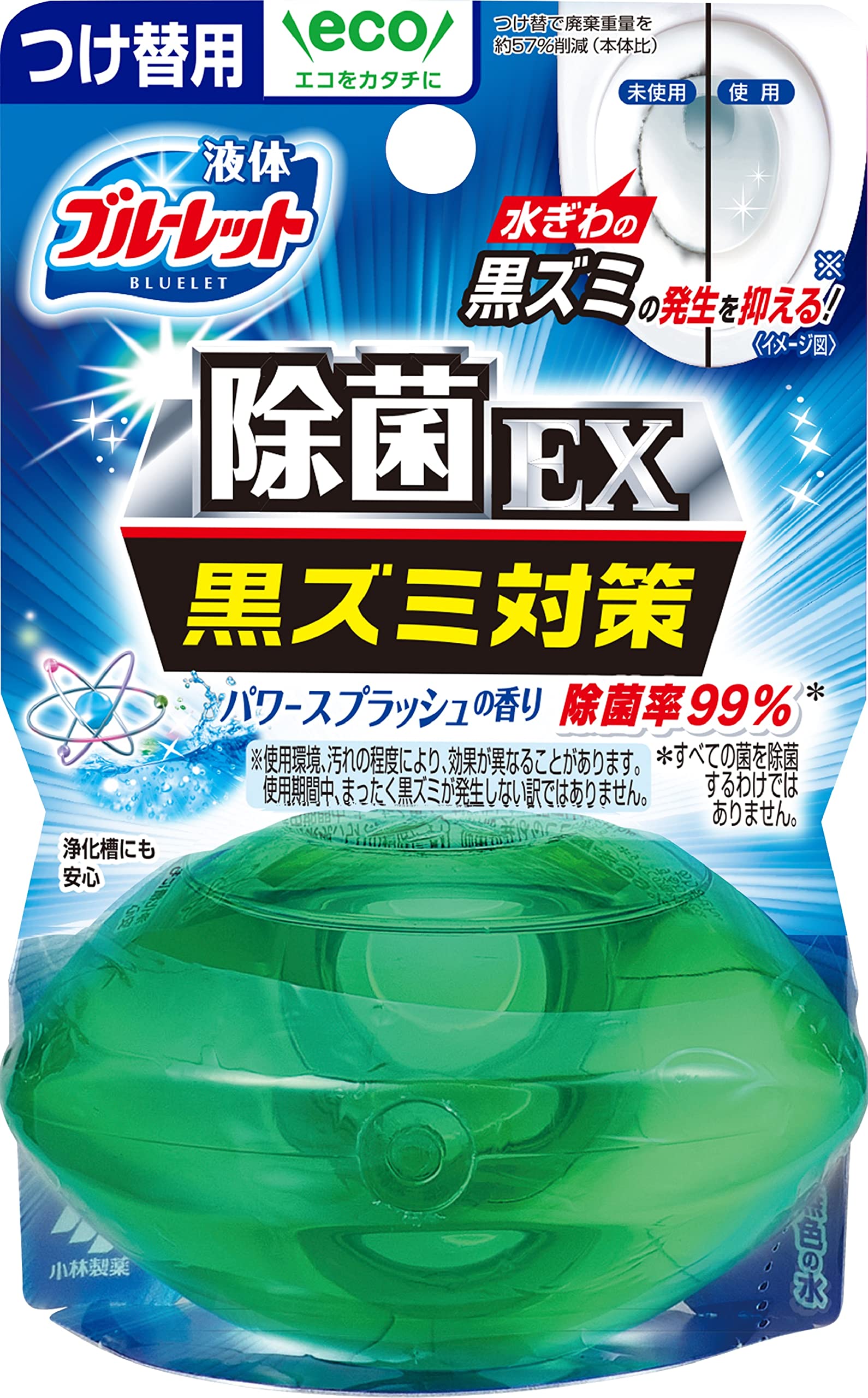 ブルーレット 液体除菌イーエックス液体おくだけ除菌トイレタンク芳香洗浄剤パワースプラッシュの香り 詰め替え用の商品画像