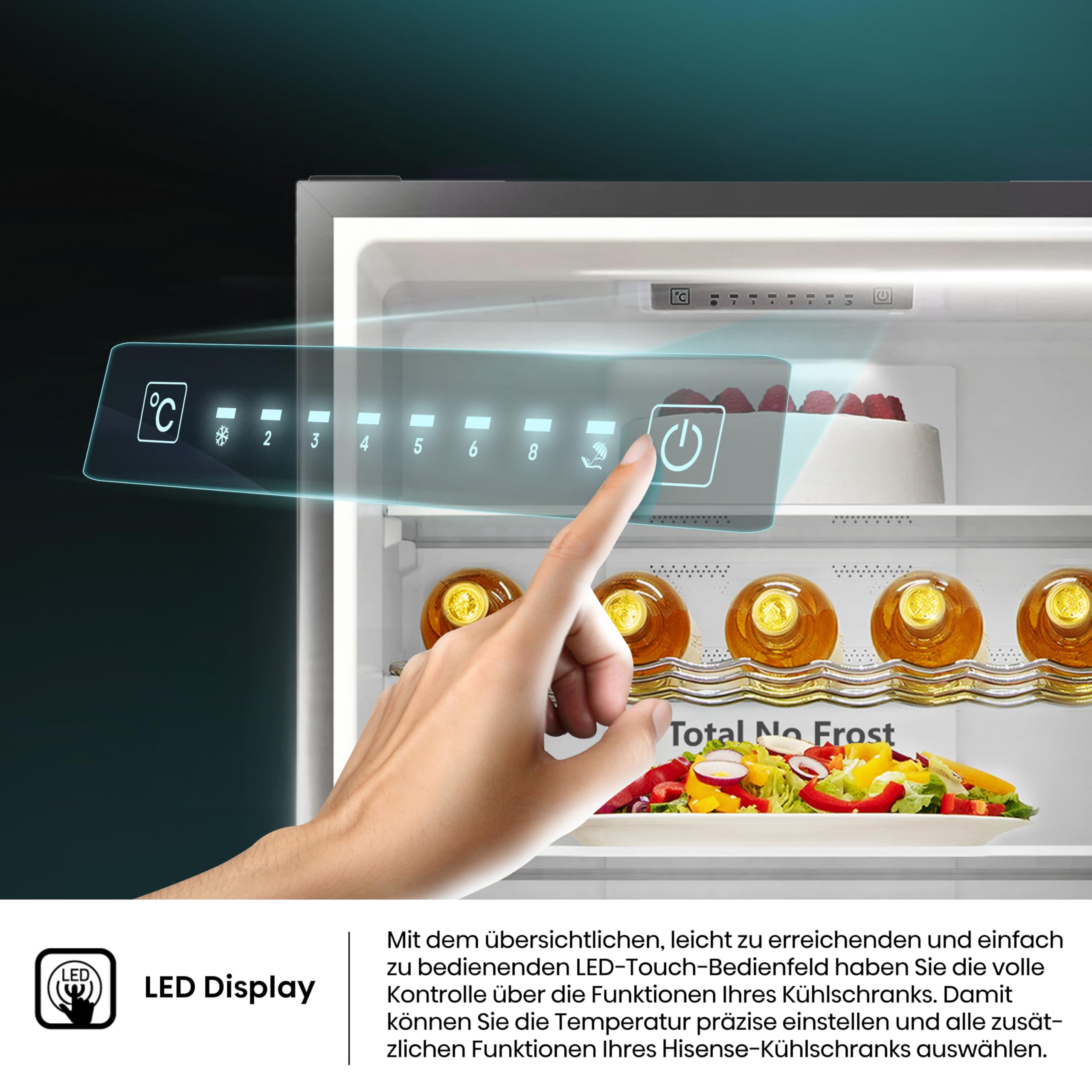 Hisense RB440N4ACA Kühl-Gefrier-Kombination/Höhe 201 cm/Kühlen 178 L/Gefrieren 98 L/LED Beleuchtung, Edelstahl 7