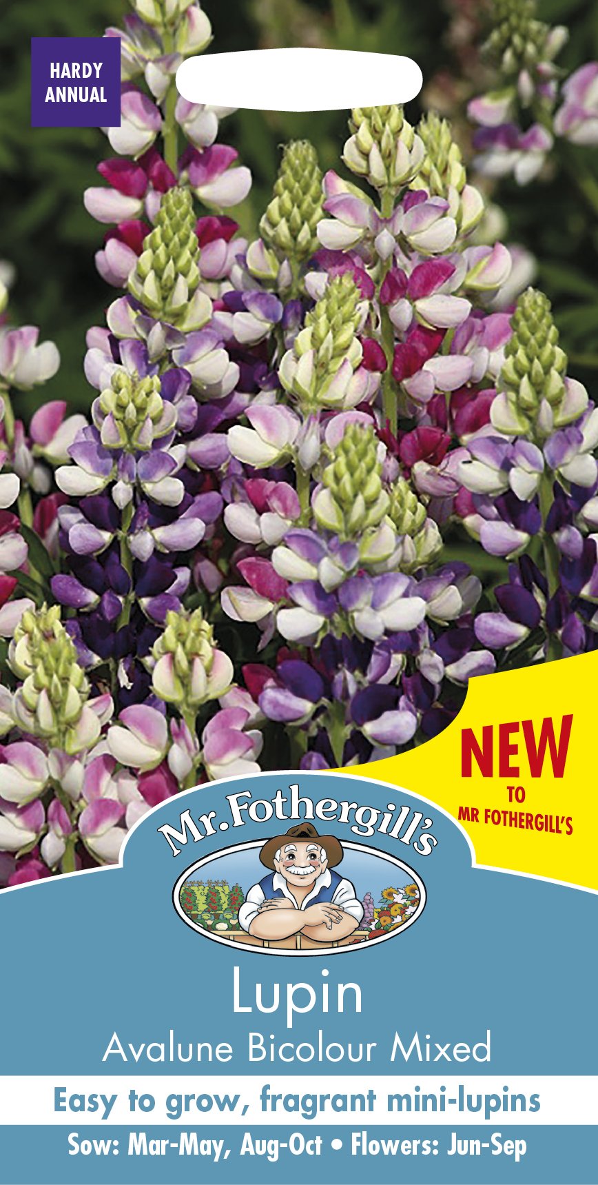 Mr Fothergill's 27318" Lupin Avalune Bicolour Mix Seed Packet, Mauve/Pink, 0.3x7.5x14.5 cm