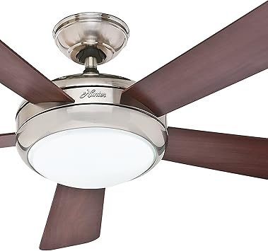 Hunter Fan 52in Contemporary Ceiling Fan In Brushed Nickel With