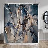 Baocicoo Blue Gold Marble Shower Curtain Gradient