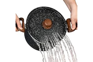 NutriChef 5qt Pasta Pot with Strainer Lid & Pasta Fork | Non-Stick Cooking Pot | Lockable Lid, Heat Resistant Handles | Even 