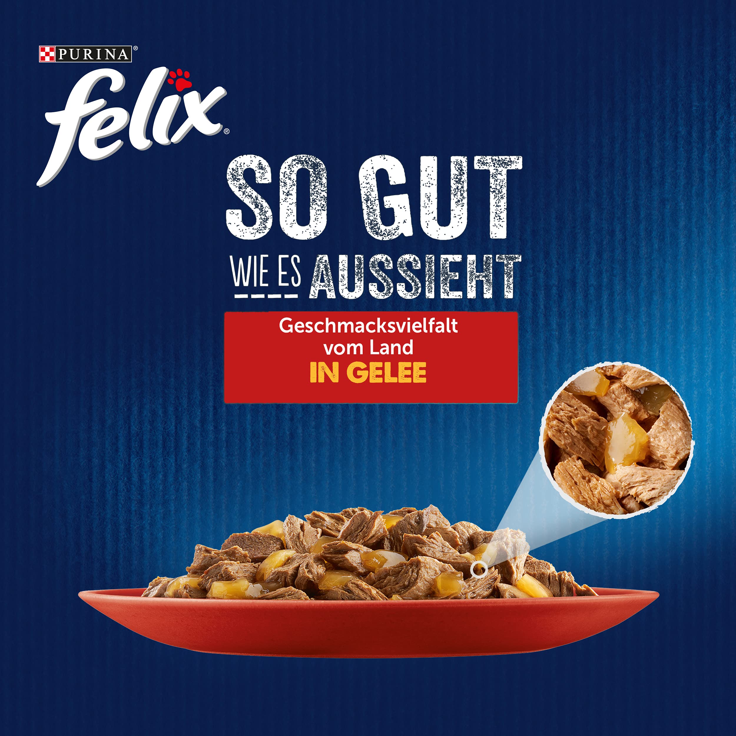 Felix So gut wie es aussieht Geschmacksvielfalt vom Land in Gelee Katzennassfutter, 44er Pack (44 x 85g) 2