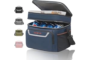 EVERFUN Insulated Lunch Bag for Men Lunch Box 24 Can Beach Cooler Bag Dual Compartments Reusable Waterproof Leak-Proof for Travel Work Picnic, Navy