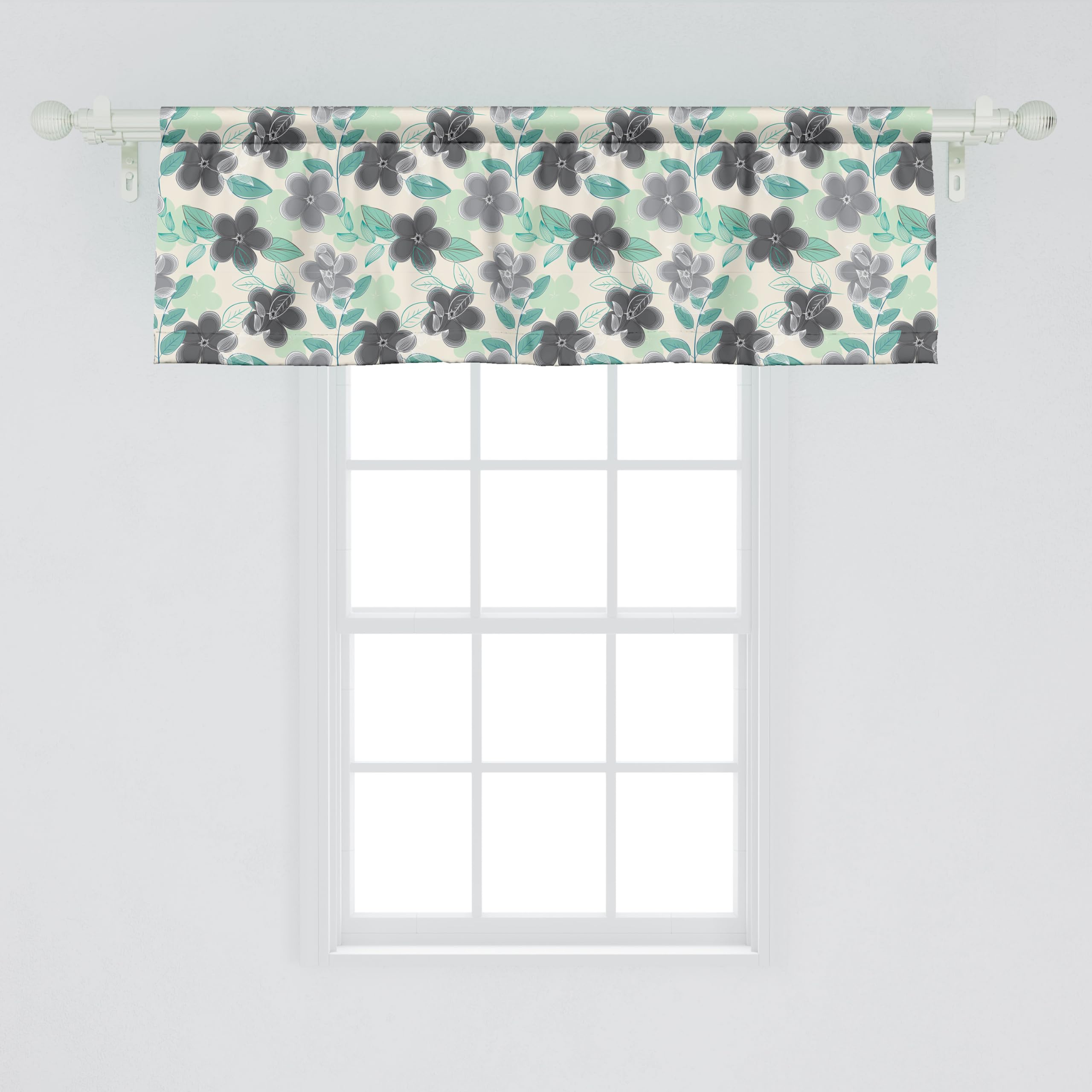 Ambesonne Floral Window Valance, Abstract Nostalgia