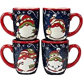 Certified International Holiday Magic Gnomes 16 oz. Mugs, Set of 4
