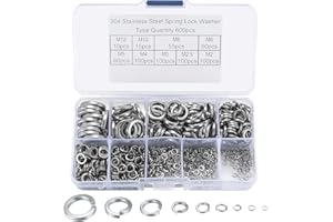 BAYIDUN 600 Pcs Spring Lock Washer Assortment Kit, 304 Stainless Steel Split Lock Spring Washers Set - M2/M2.5/M3/M4/M5/M6/M8/M10/M12