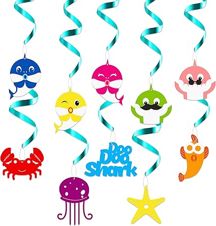 Amazon Com Mallmall6 Little Shark Party Swirl Decorations Cute