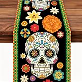 Dia De Los Muertos Decorations Sugar Skull Day of the Dead Table Runner | 13x72