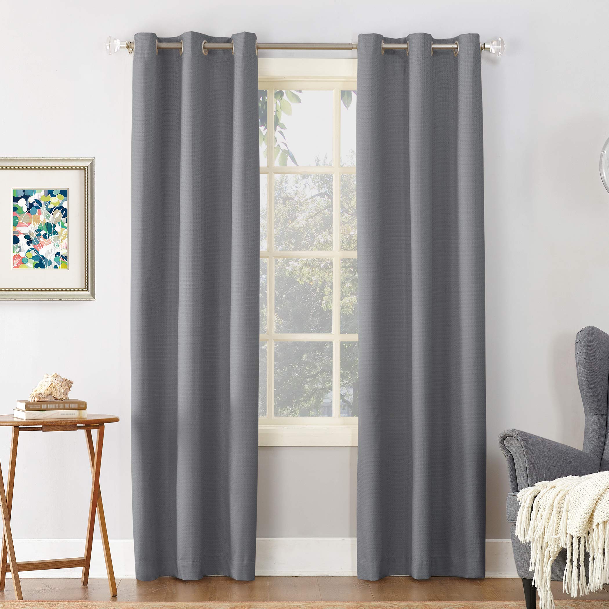 Sun Zero Cooper Thermal Insulated Energy Efficient Grommet Curtain Panel, 40" x 63", Gray