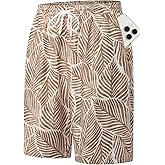 Hardaddy Men's Hawaiian Beach Shorts Lightweight Elastic Waist Lounge Pants for Travel & Sleep