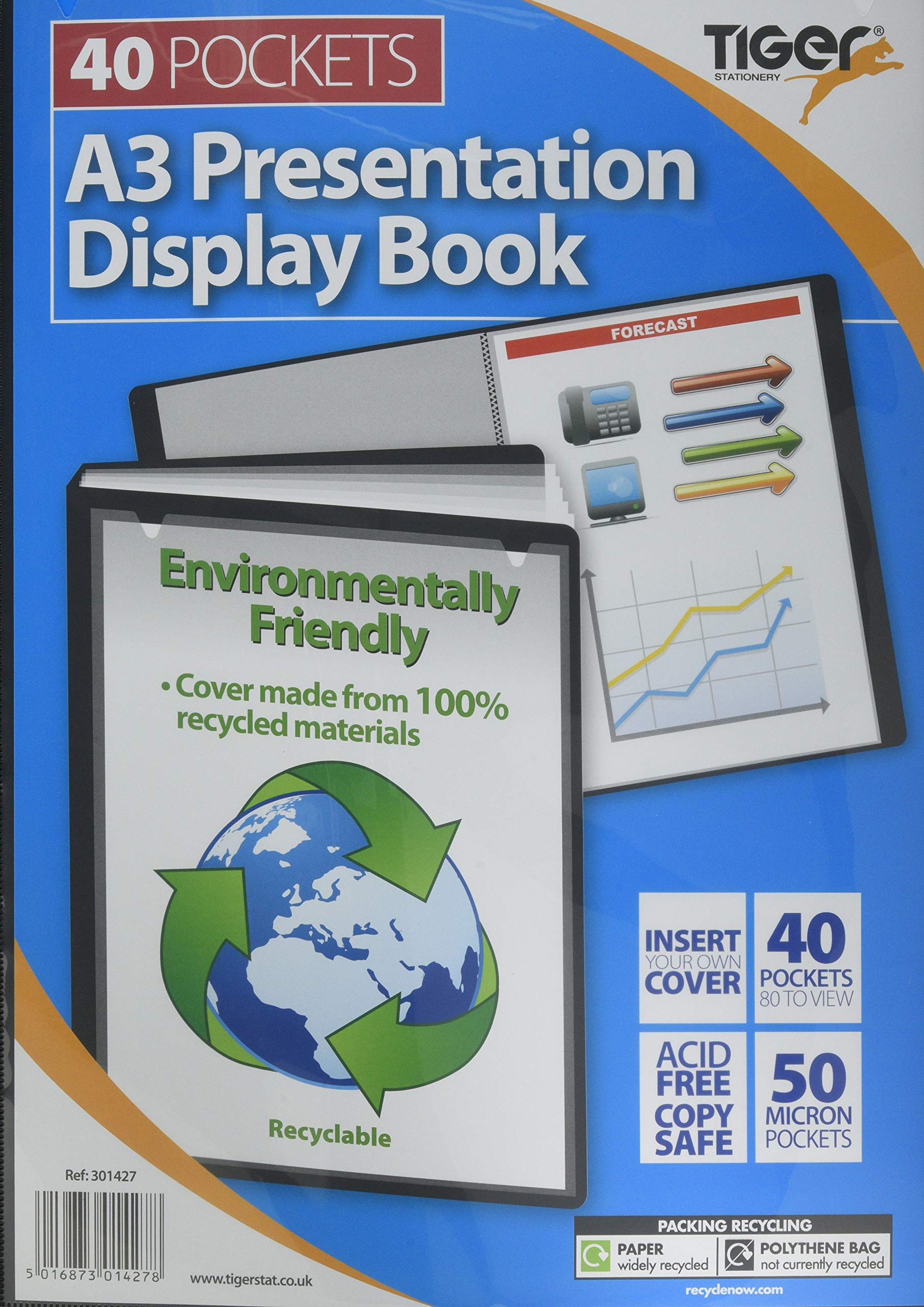 Tiger A3 black display book 40 pocket presentation folio