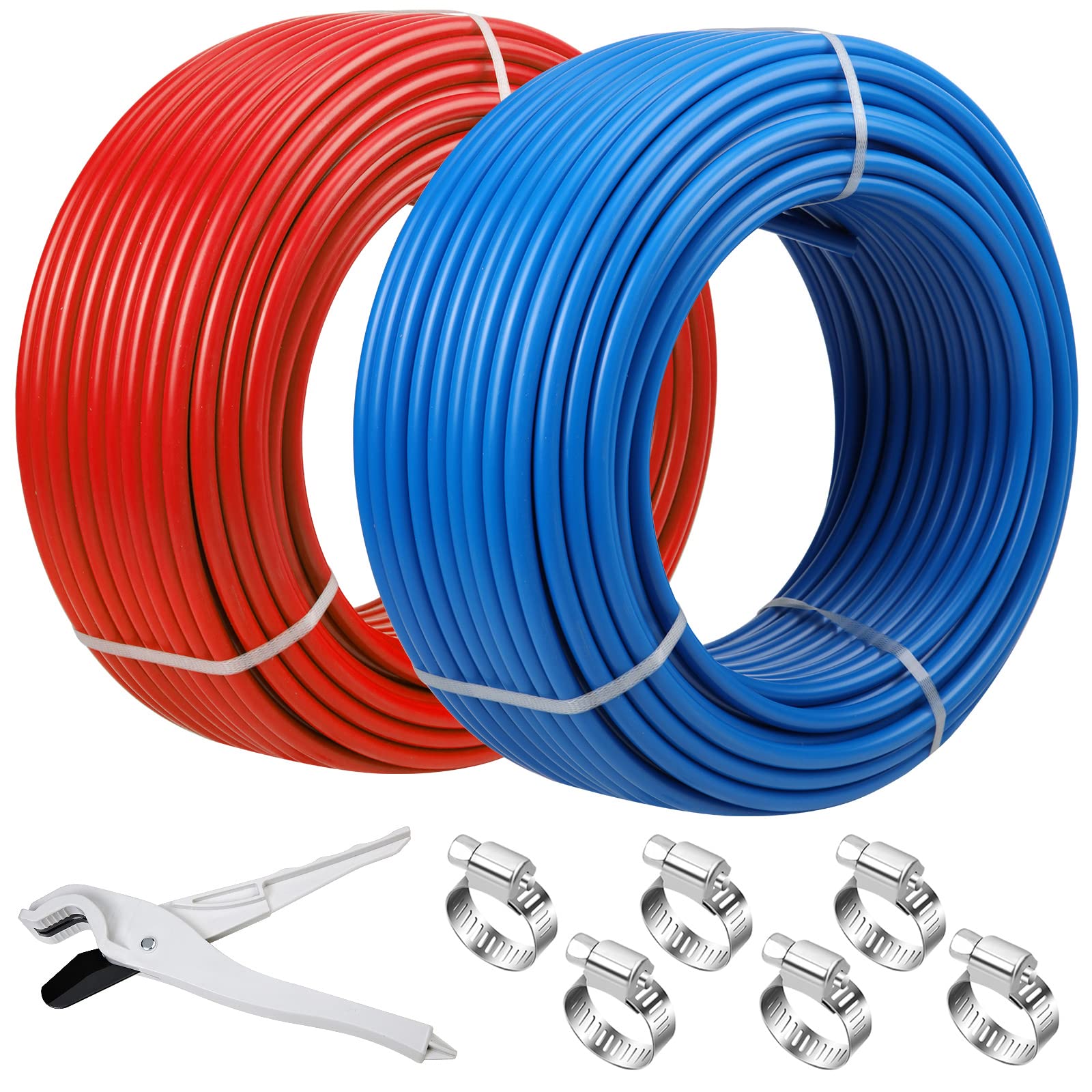 Photo 1 of Pex 1/2 Inch 300ft 2 Rolls PEX Tubing EVOH pex-B pipe Non Oxygen Barrier Durable Leakage-Proof Flexible for Residential Water Lines in Homes Pex Radiant Heat Tubing(Red+Blue)