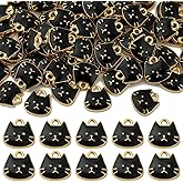 KitBeads 20pcs Enamel Black Cat Charms Mini Animal Head Kitten Pet Charm for Jewelry Making Bracelets Necklace Bulk