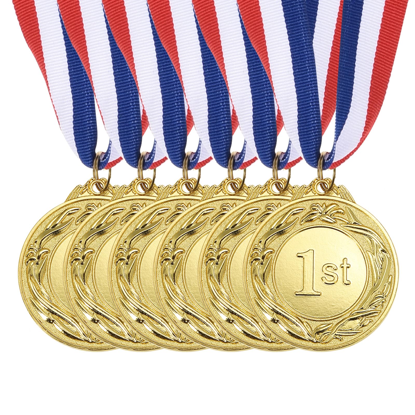 PATIKIL Gold Award Medals 2.6 Inch, 6 Pieces Winner Award Medals 1st Place Gold Prize Style with Neck Ribbon for Games Sports Competitions