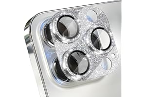 Choiche Compatible for iPhone 15 Pro/iPhone 15 Pro Max Camera Lens Protector, Bling Camera Cover with 9H Tempered Glass Lens Screen Protector Metal Ring Decoration Accessories (Glitter-Silver)