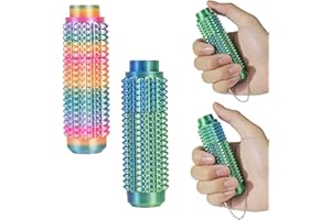 SnapMorph 2PCS Little Ouchies Fidget Toys, Pain Stim Toy with Buttons and Spinning - Stress Relief & Pain Relief Stimulation for Adults & Teens,Green+Colorful