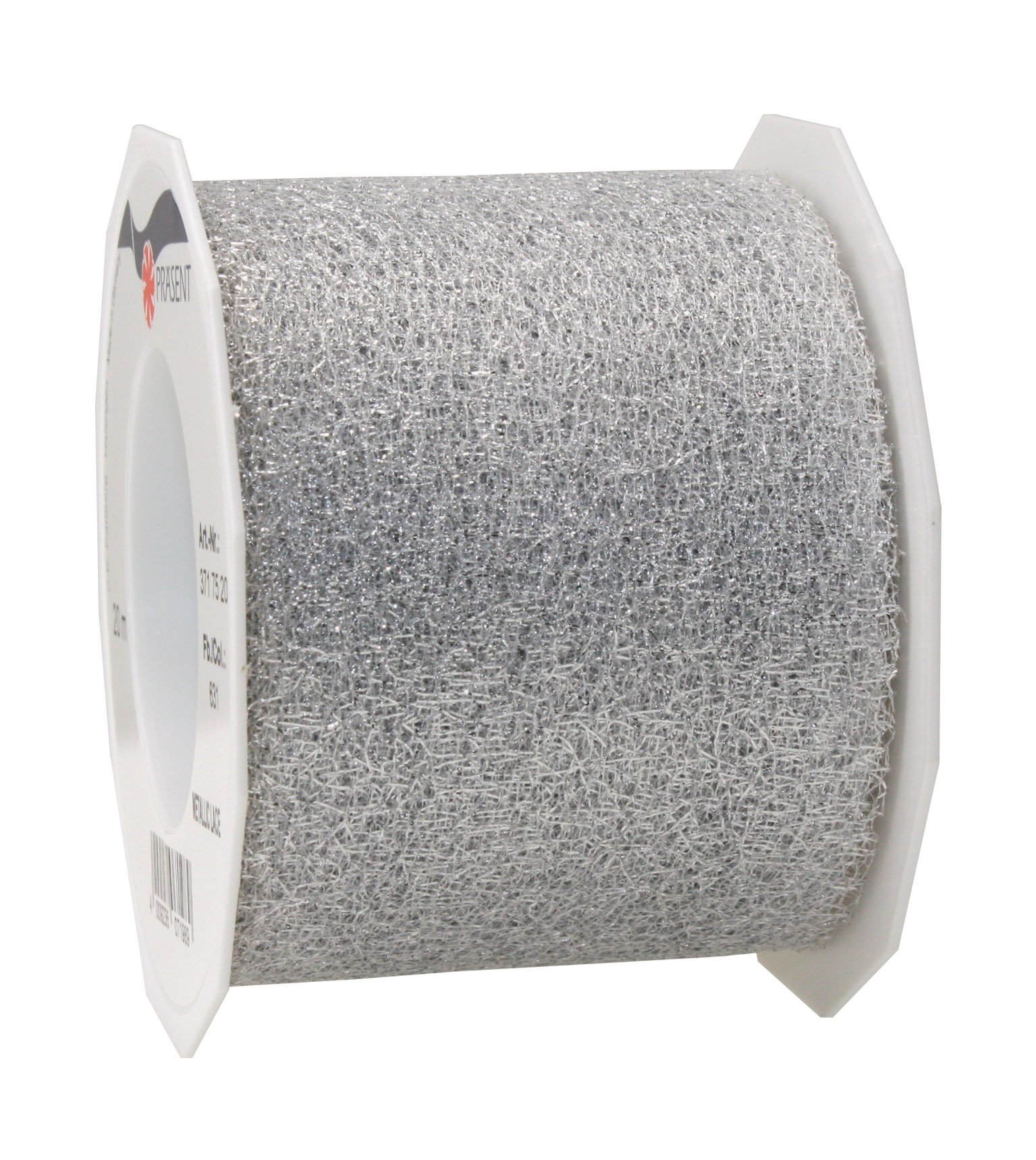 Präsent - Metallic Lace Ribbon Silver 20-m-Roll 72 mm width