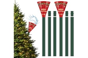 IPOOLTENG Tree Watering Funnel 6 Tube & 2 Funnel 40 Inch - 3 Section Plastic Christmas Tree Funnel Waterer, Green Long Funnels for Christmas Tree Watering System, No More Bending