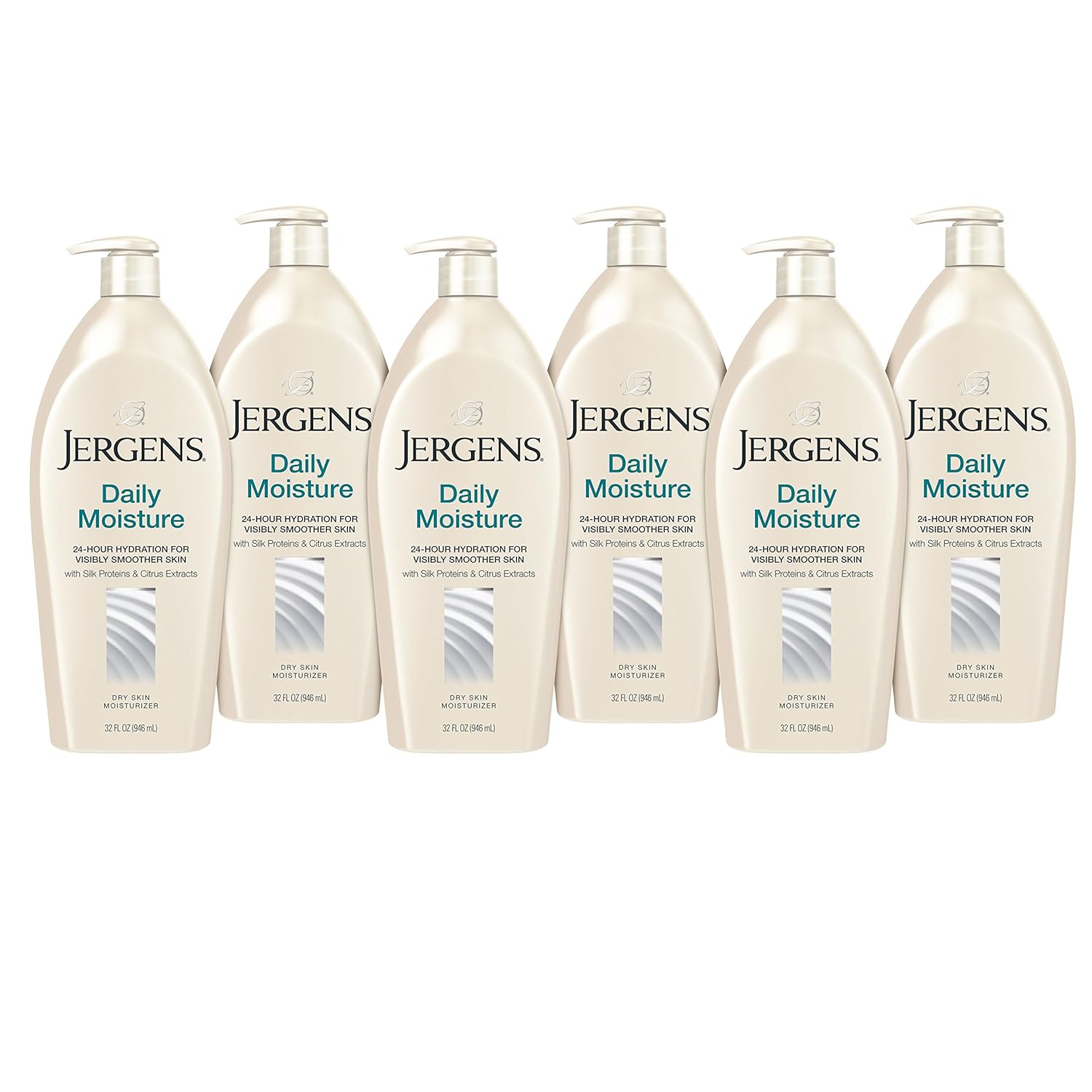 Jergens Daily Moisture Dry Skin Moisturizer, 32 Ounces (Pack of 6)