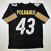 Facsimile Autographed Troy Polamalu Pittsburgh Black Reprint Laser Auto Football Jersey Size Men's XL