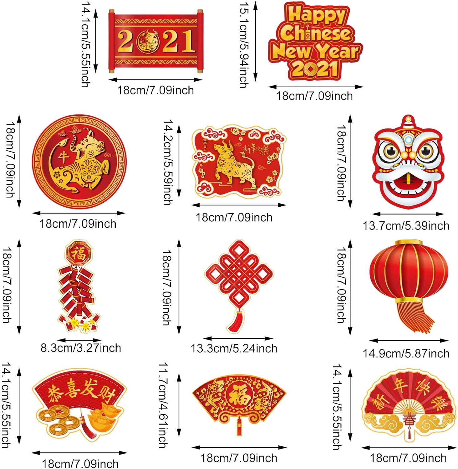 30 Pieces Happy Chinese New Year 2021 Hanging Swirls Decorations