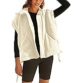 GTLIAE Womens Sherpa Fleece Vest Oversized Sleeveless Jacket Casual Outerwear Gilet with Pockets
