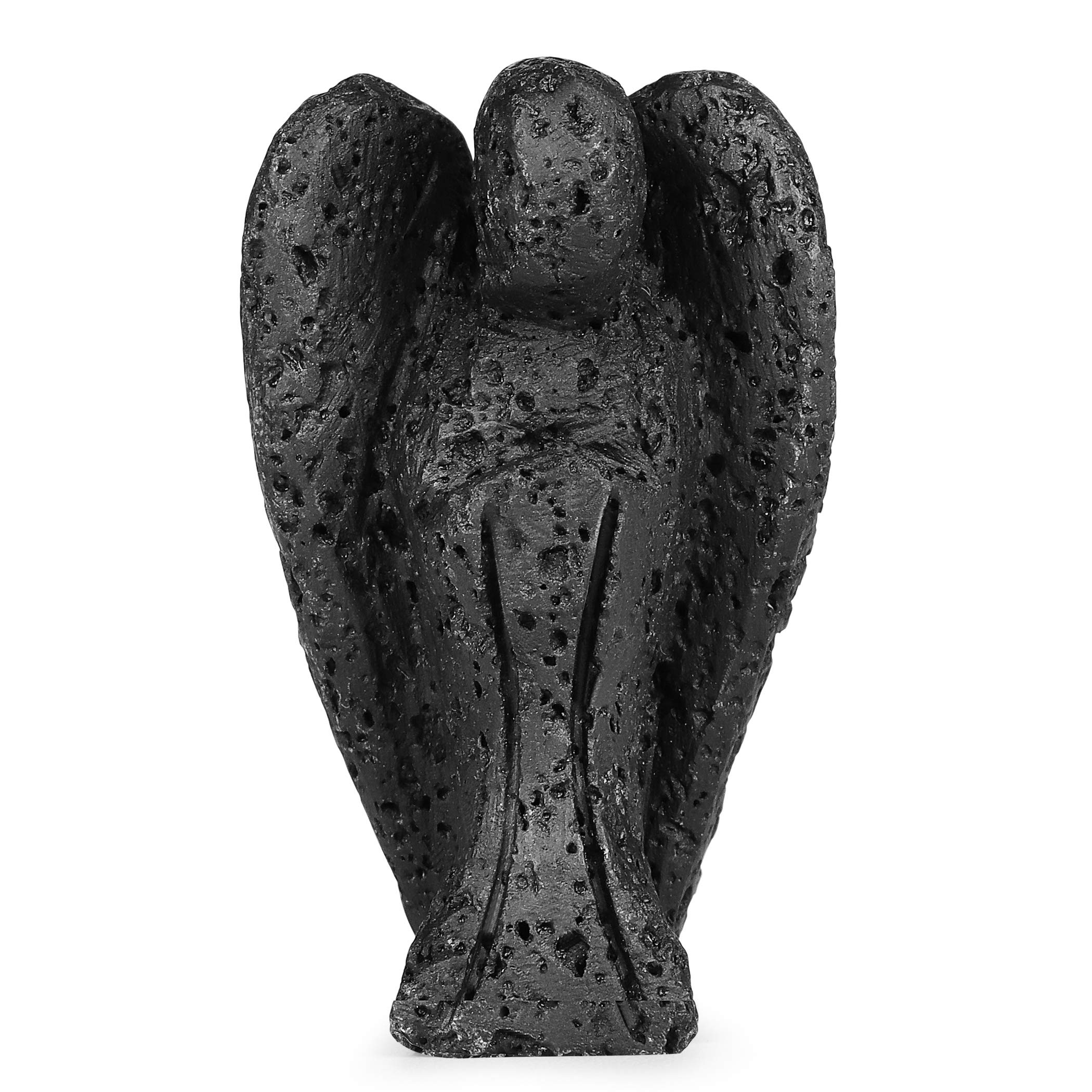 Artistone Crystal Pocket Guardian Angel Gifts Carved Gemstone Angel Statue Ornament Healing Stone for Home Decor Meditation(Lava Stone)