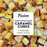 Green Apple Caramel Cubes Candy, 1 Pound Bag, Individually Wrapped | Soft Classic Chewy Caramel With Tangy Green Apple Filling, Approx 75 Pieces, Great For Snacking, Gifting