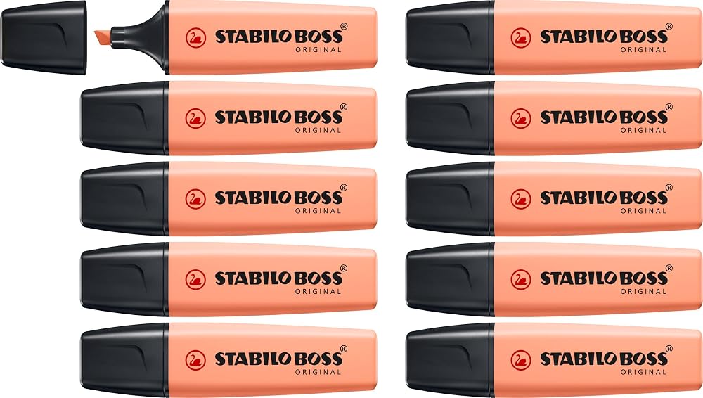 STABILO BOSS ORIGINAL Pastel Highlighter Pack 10 Creamy Peach
