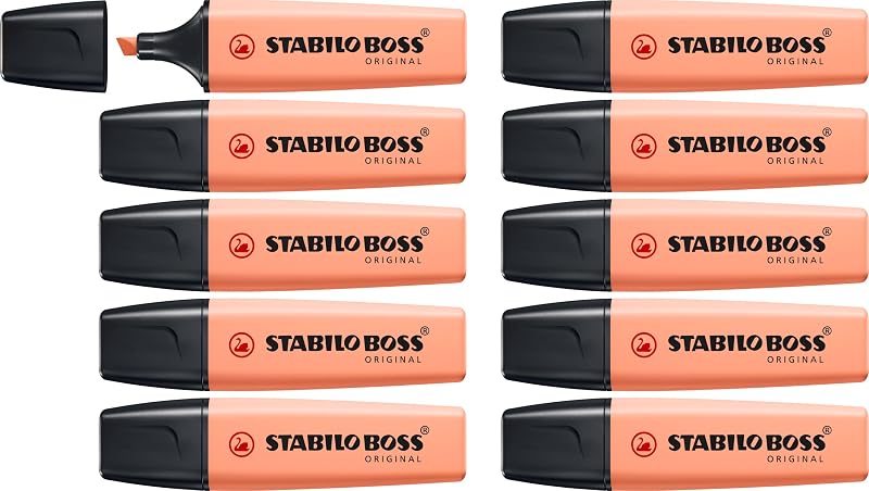 STABILO BOSS ORIGINAL Pastel Highlighter Pack 10 Creamy Peach