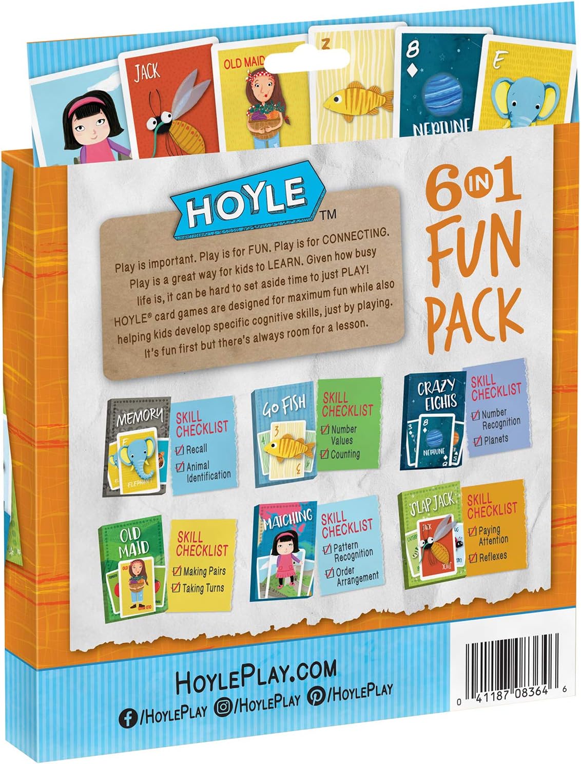 Hoyle Kid's 6 in 1 Fun Pack - Kids Card Games - Memory, Crazy Eights, Old Maid, Go Fish, Slap Jack, Matching - Ages 3 and Up: Sports & Outdoors