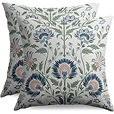 Sivirary Floral Pillow Covers 18x18 Inch Set of 2 Blue Green Pink Spring Summer Patterned Decorative Throw Pillowcases Outdoor Farmhouse Flower Cushion Cases Decor for Sofa Couch Bed