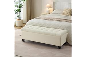 TEVUTEVU 50 Inch Storage Ottoman Bench with Lift Top & Auto-Stay Lid, Modern Upholstered Bench with Legs for End of Bed, Entr