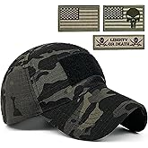 Masktide Tactical Military Mens Camo Baseball Hat with American Flag Skull Patch Patriotic Operator Camouflage Cap for Women
