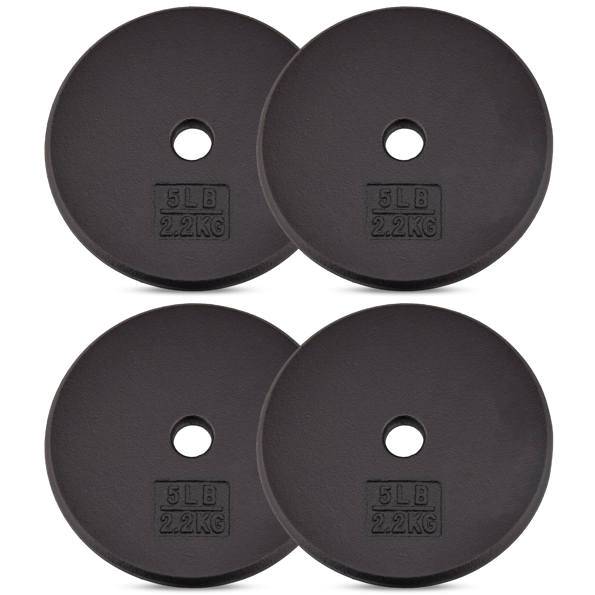 Yes4All Standard 1 Inch Cast Iron Weight Plate - Ideal for Strength Training - 5LB- Set 4pcs Image