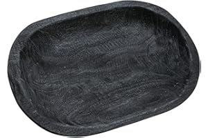 Bloomingville Hand-Carved Paulownia Wood Bowl, Black