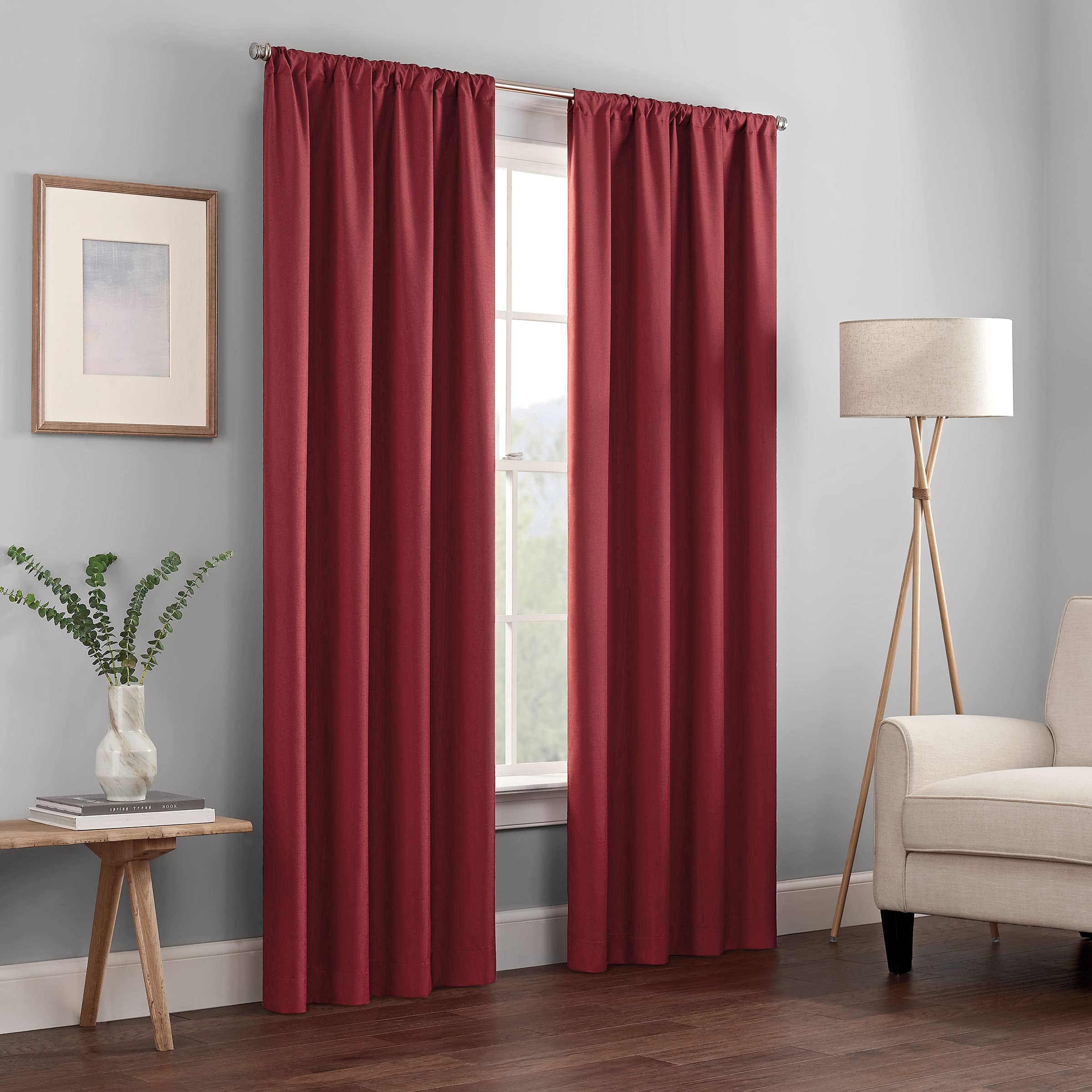 Eclipse Kendall Modern Blackout Thermal Rod Pocket Window Curtain for Bedroom or Living Room (1 Panel), 42" x 63", Ruby — image 1