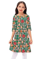 Girls Christmas Green Dresses Xmas Buffalo Plaid