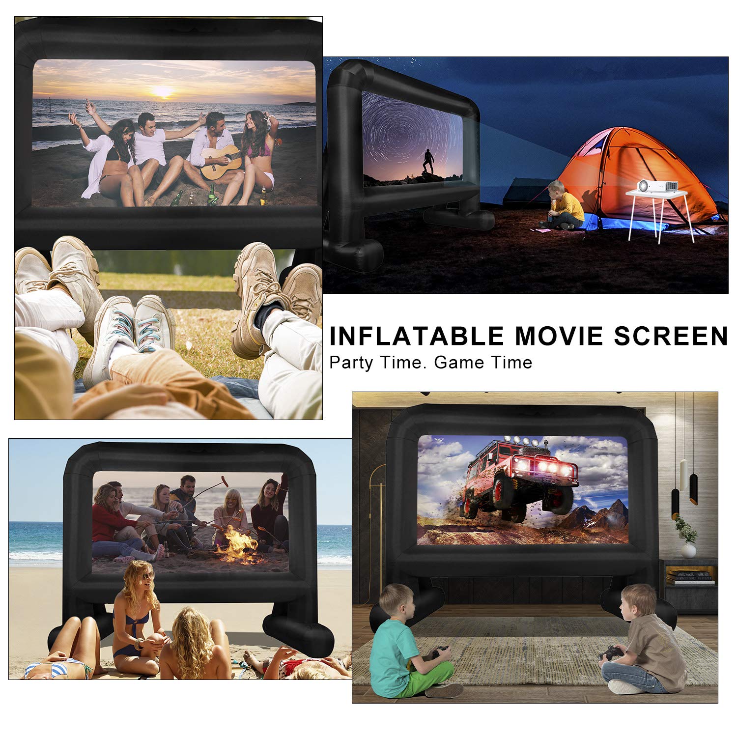 OUTTOY Inflatable/Blow Up Projection Screen with Quiet Fan and Storage Bag, Easy Set up, Mega for Outdoor, Backyard Movie Night, Theme Parties, Celebrations-16FT