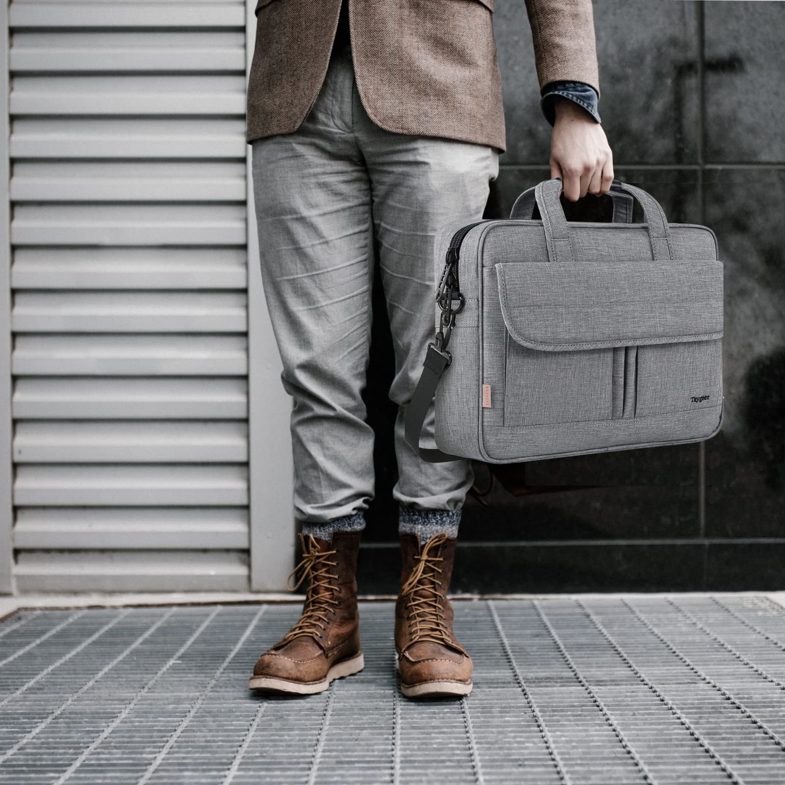 Taygeer Laptop Bag for Men, Water Resistant Crossbody Messenger Shoulder Bag for Business, Professional Premium Office Briefcase, Portable 15.6 Inch Carry On Laptop Case for Notebook/Computer, Grey
