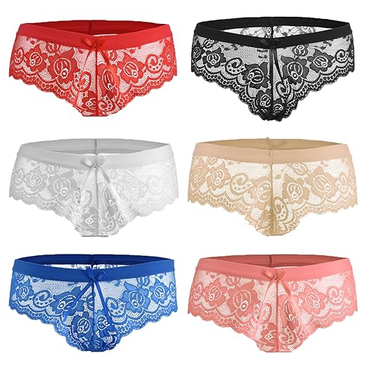 Libella 6er Pack Damen Slips Strings Tangas Unterhose mit Spitze Mehrfarbig 3419