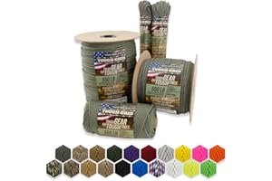 TOUGH-GRID Premium 550lb Paracord 100% Nylon Type III Mil-Spec Parachute Cord - Certified MIL-C-5040H - UV/Abrasion Resistant - Heavy Duty Strands - Made in USA and Used by US Military