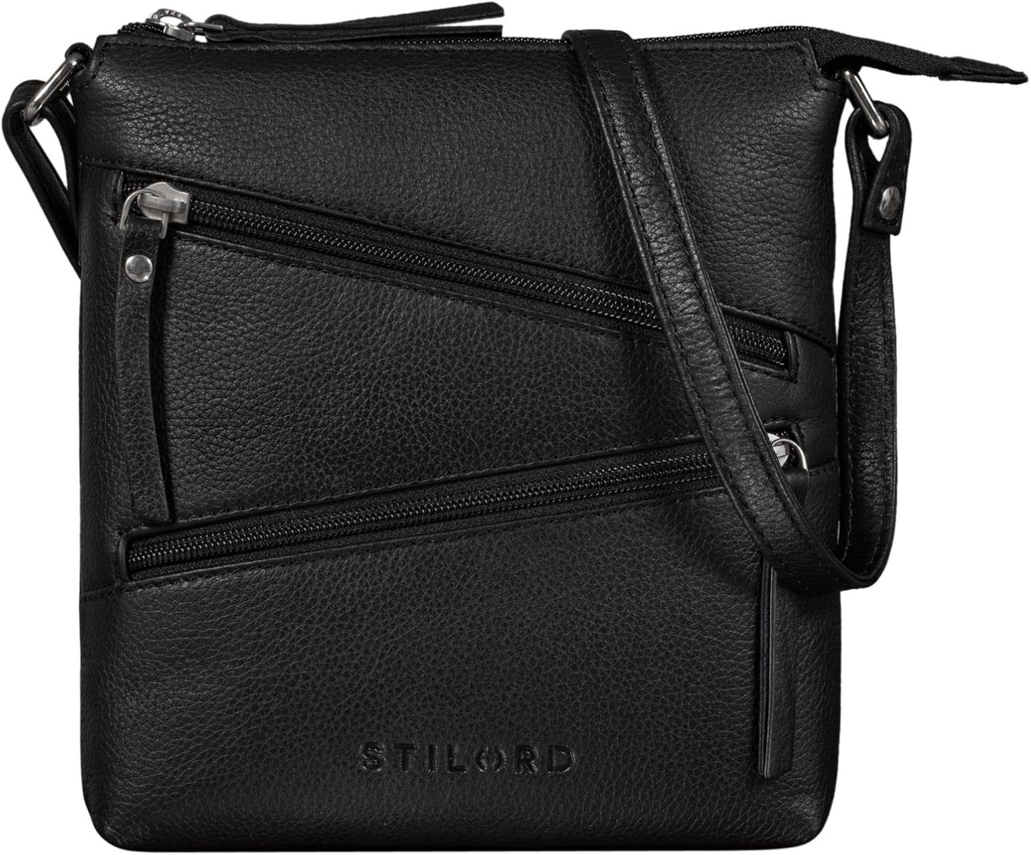 STILORD "Alina" Leather Crossbody Bag for Women Vintage Shoulder Bag Evening Handbag Elegant Work Bag Small Purse Ladies Bag in Genuine Leather Colour:Black