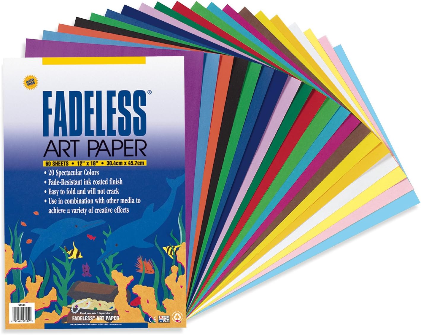 Fadeless Art Paper, 50 lb., 12 x 18 Inches, Multiple Colors, 60 Sheets: Home & Kitchen