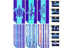 YONGOES 6 Pack Microfiber Lightweight Thin Beach Towel Sand Free Quick Dry Super Absorbent Large Towels for Swimming Pool Yoga Gym Travel Vacation Beach Accessories Essentials for Adults