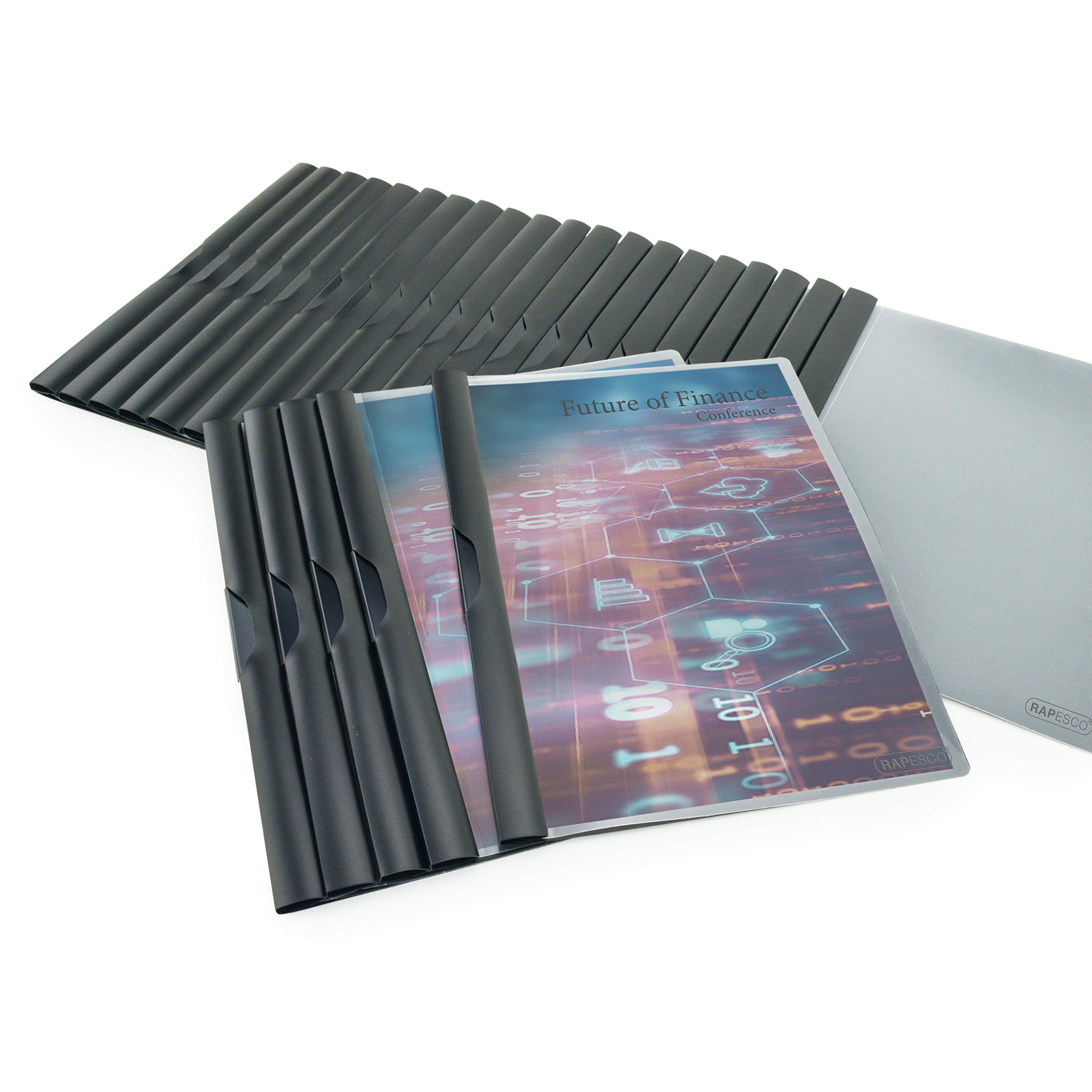 Rapesco 1596 Clip File, A4, Black, Pack of 25