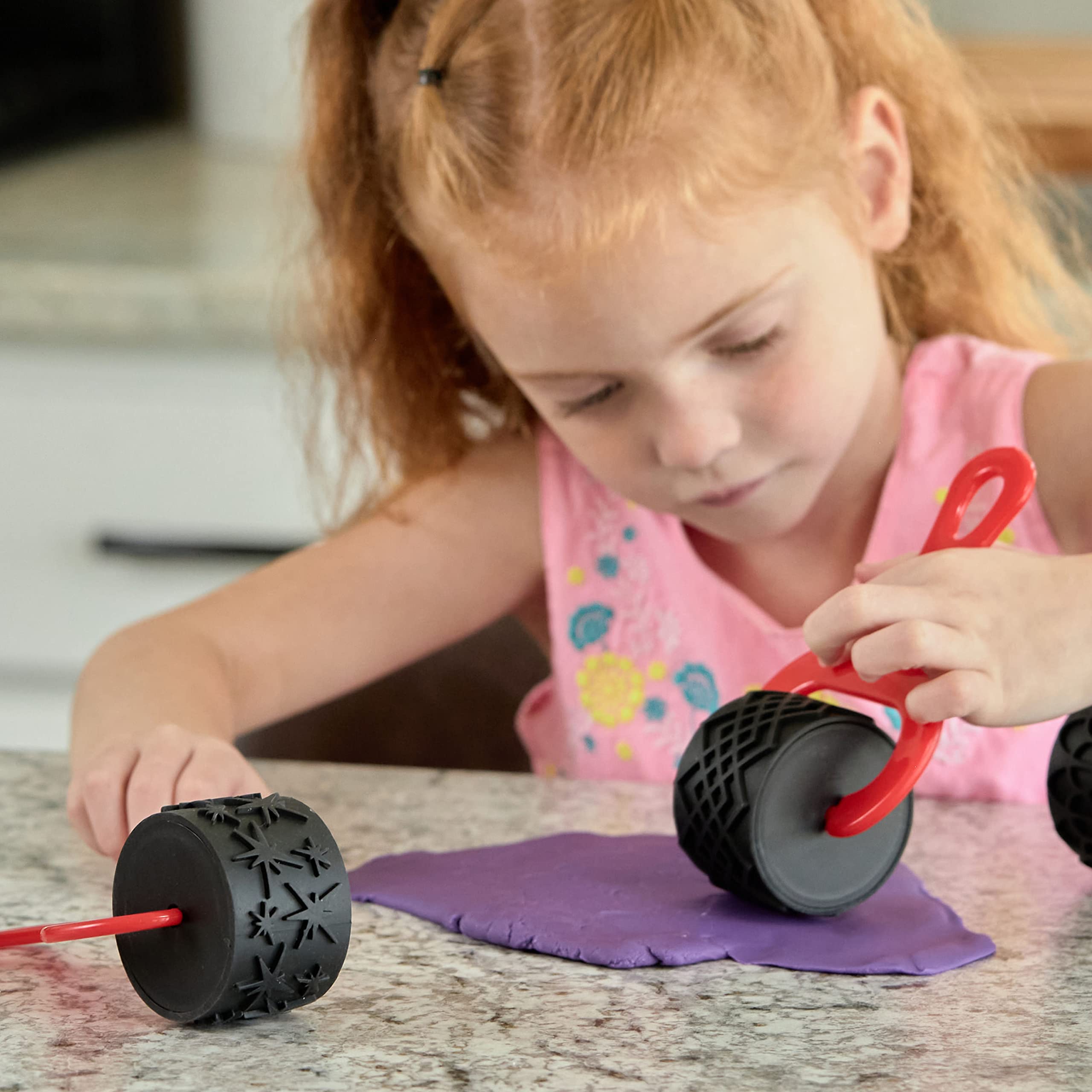 READY 2 LEARN Paint and Dough Explorers - Set 2 - Set of 4 - Sturdy, Chunky Texture Rollers for Kids and DIY - Art Tools for Pottery, Posters and Dough