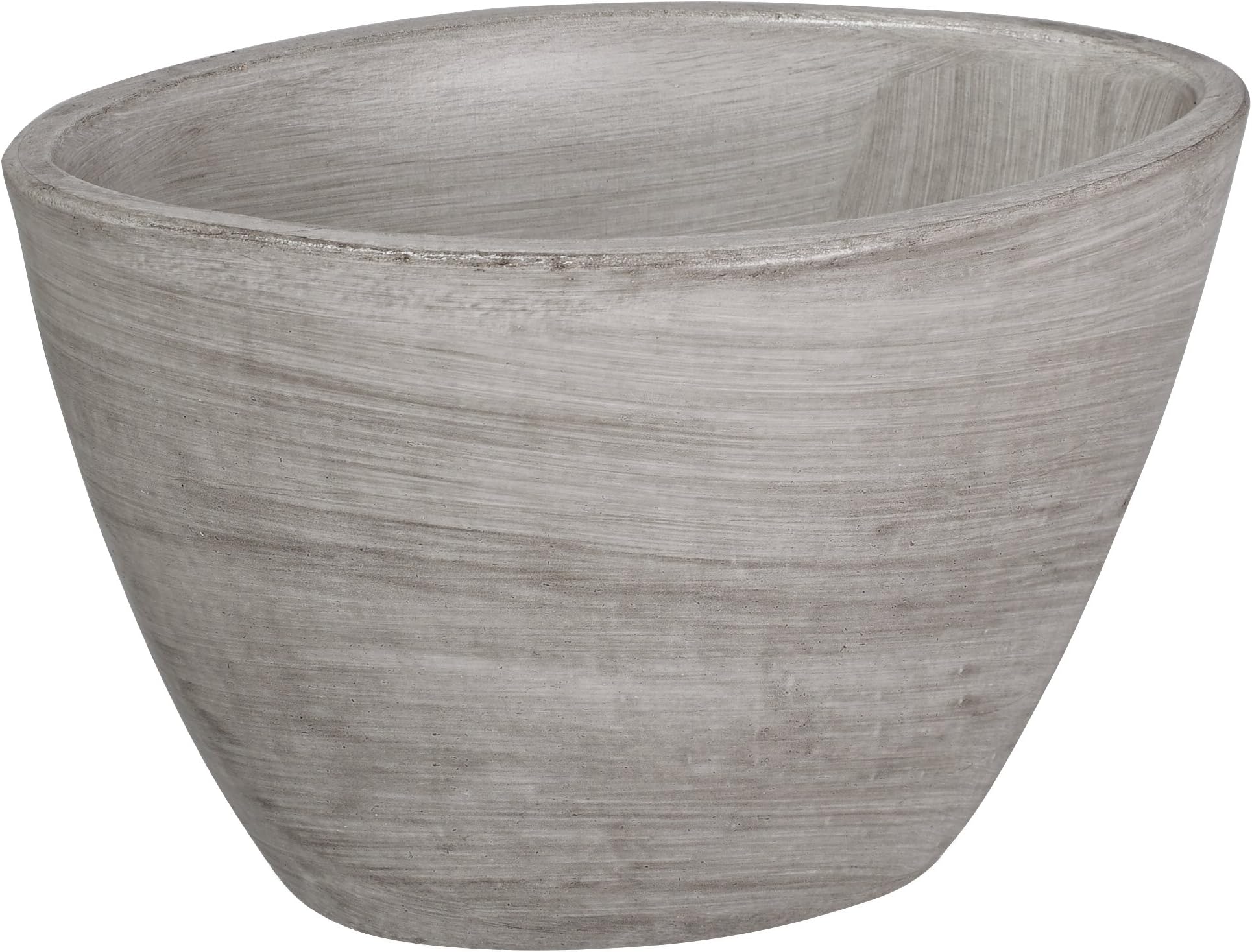 Vase 18 cm Grey Oval Boat Shape I Blumpen Pot Stainless Concrete Look Terracotta Flower Vase I High Shell I Boat Design