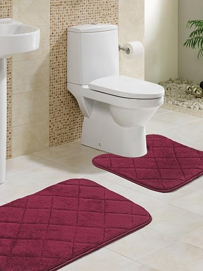 Lushomes Super Soft Memory Foam bathmat (Purple,Size 16x 24 + Contour Set 16x16, Two Pc)